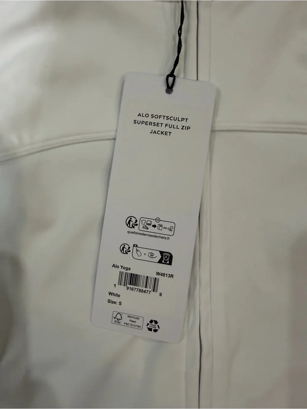 ALO SOFTSCULT SUPERSET FULL ZIP JACKET- WHITE - Picture 5 of 7